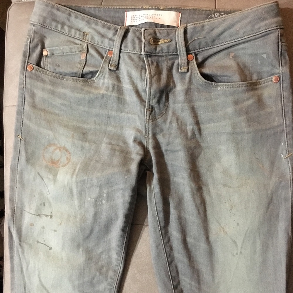 Marc Jacobs women painted splattered skinny jeans
